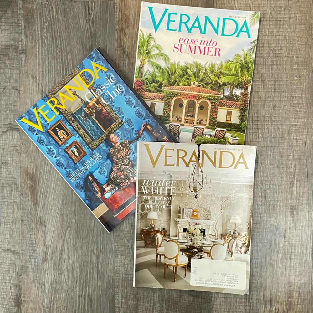 Veranda Magazine 3 issues - Jan Feb 2017, May June 2017, Nov Dec 2018